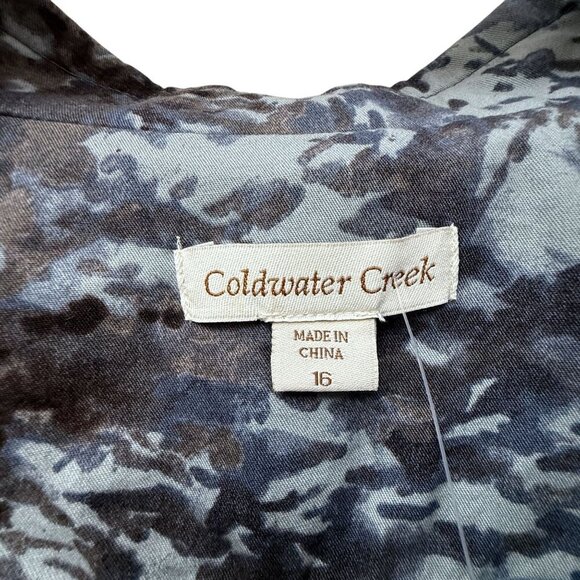 Coldwater Creek Womens Jacket 16 Camo Blue Gray Drawstring Tie Blazer NWT - Picture 3 of 9